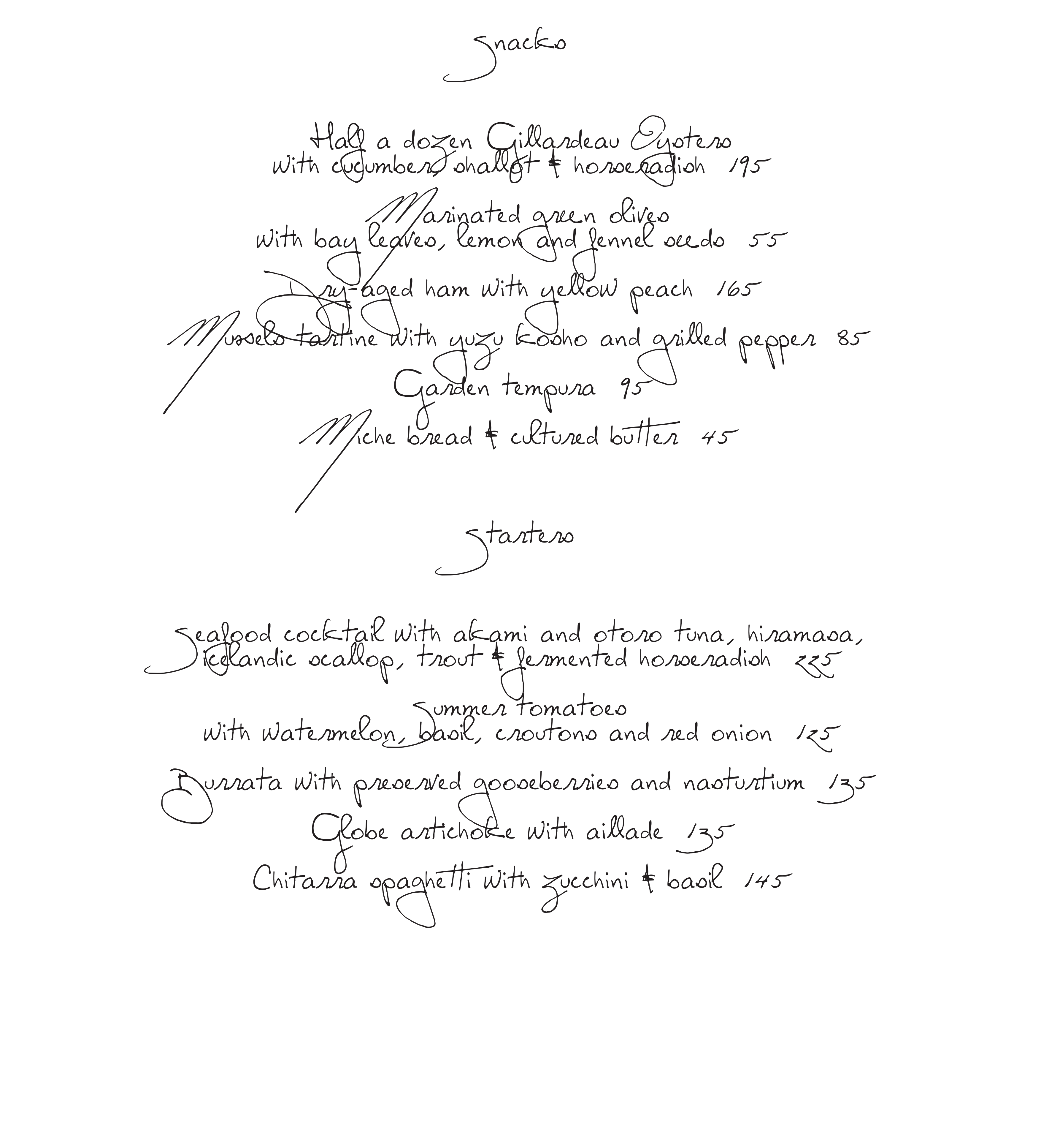Daphne menu page 1